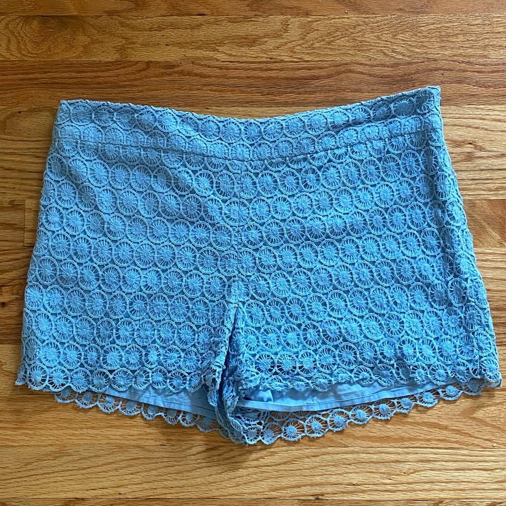 Loft Blue Shorts with Lace Overlay
